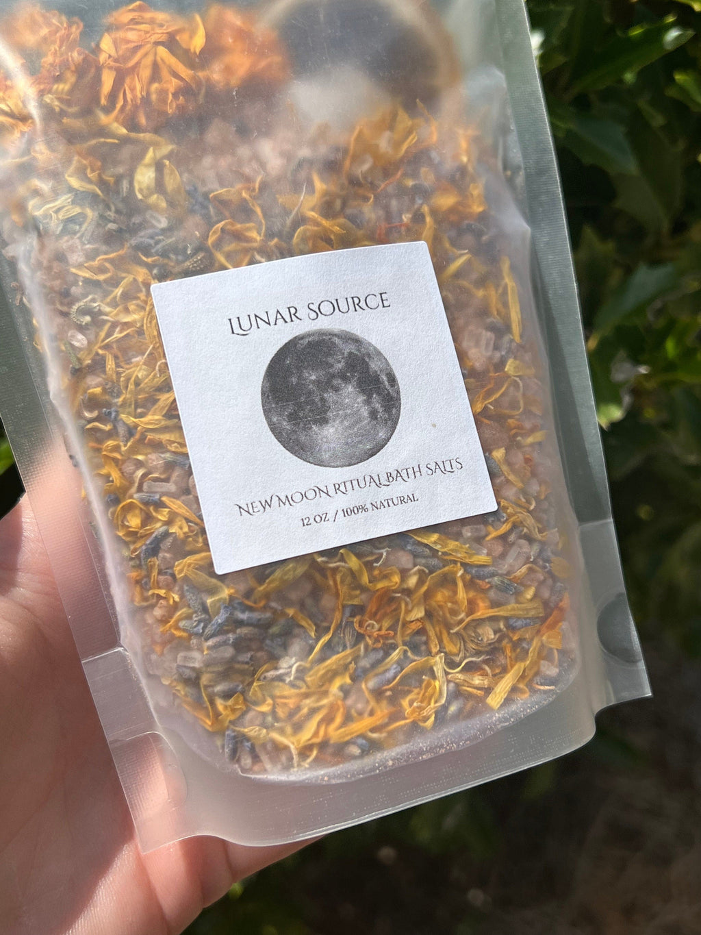 New Moon Ritual Bath Salts | New Beginnings Spiritual Witchy Energy Clearing Herbal Clear Quartz Crystal Bath Soak | Artemis Luna Goddess