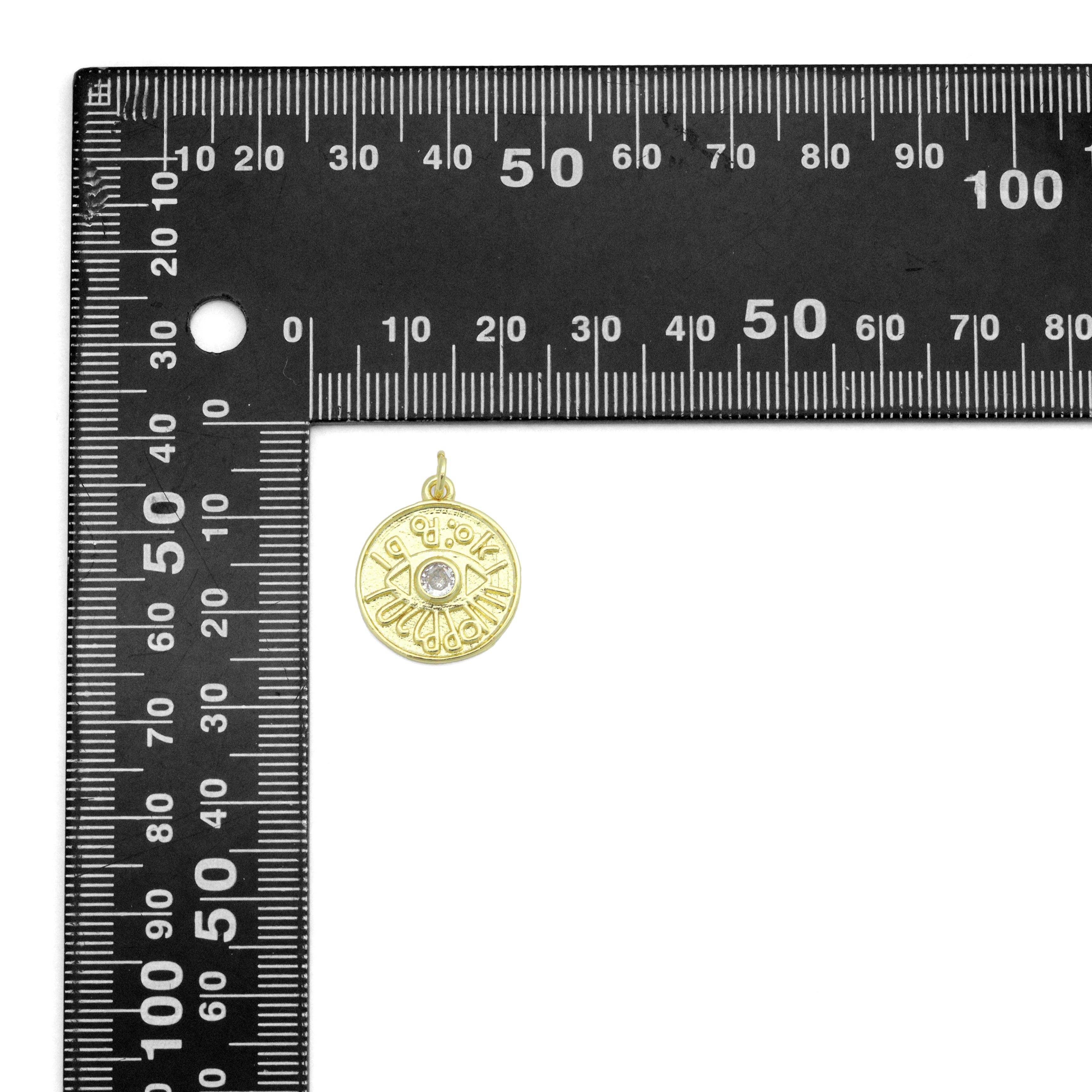 Gold Protection Evil Eye Coin Charm Pendant,Sku#LX865