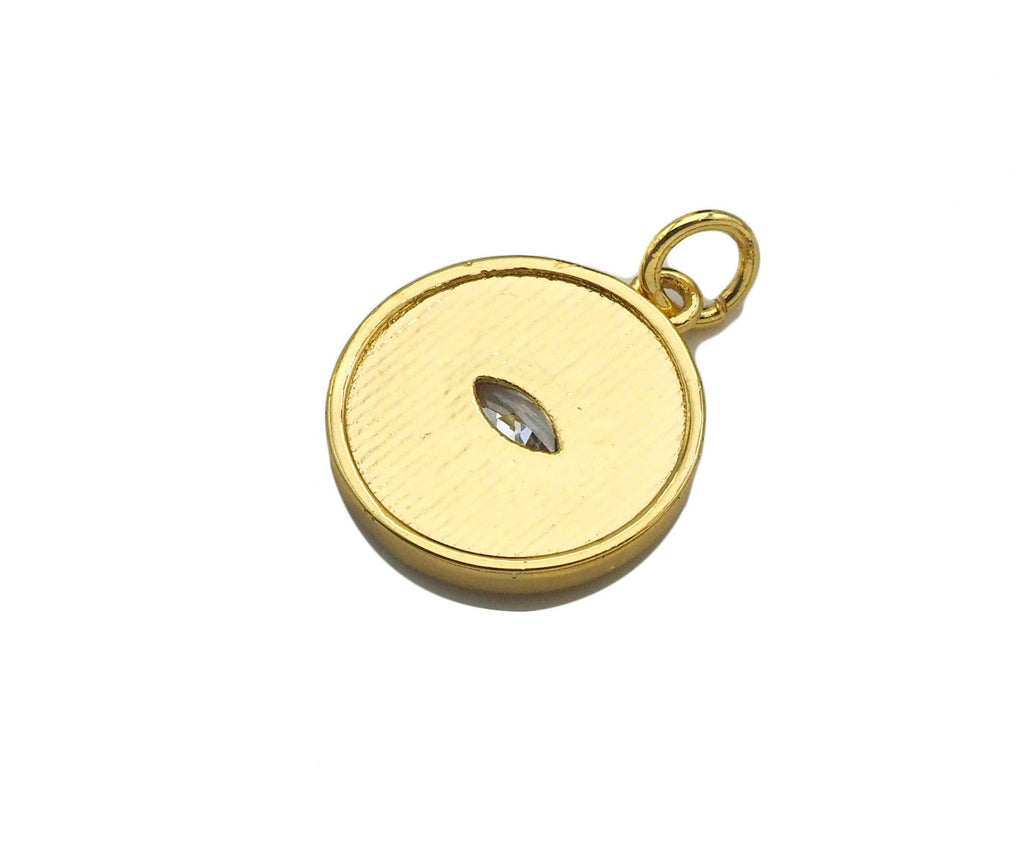 Enamel White Enamel Evil Eye On Round Coin Charm, Sku#Y434