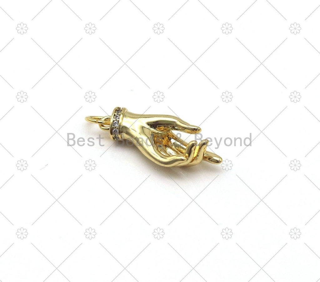 CZ Micro Pave Hand with Evil Eye Shape Pendant, 18K Gold Filled Hand Charm, Necklace Bracelet Charm Pendant,Sku#Y557