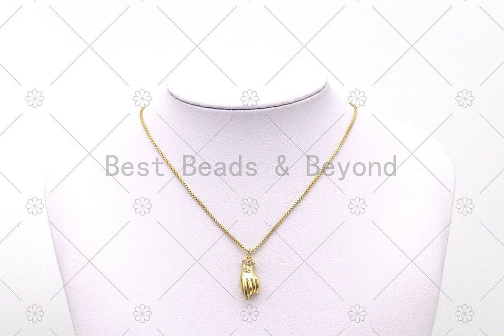 CZ Micro Pave Hand with Evil Eye Shape Pendant, 18K Gold Filled Hand Charm, Necklace Bracelet Charm Pendant,Sku#Y557